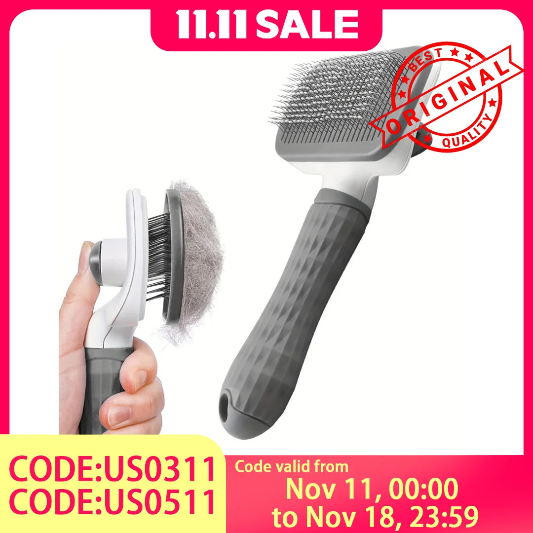 2-in-1 Pet Grooming Brush, Massaging Deshedder