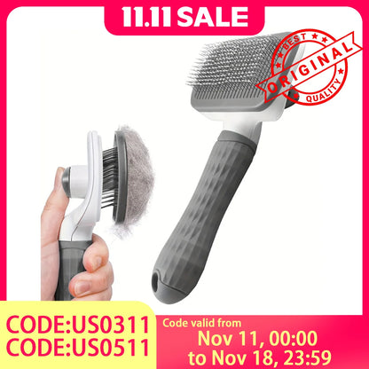 2-in-1 Pet Grooming Brush, Massaging Deshedder
