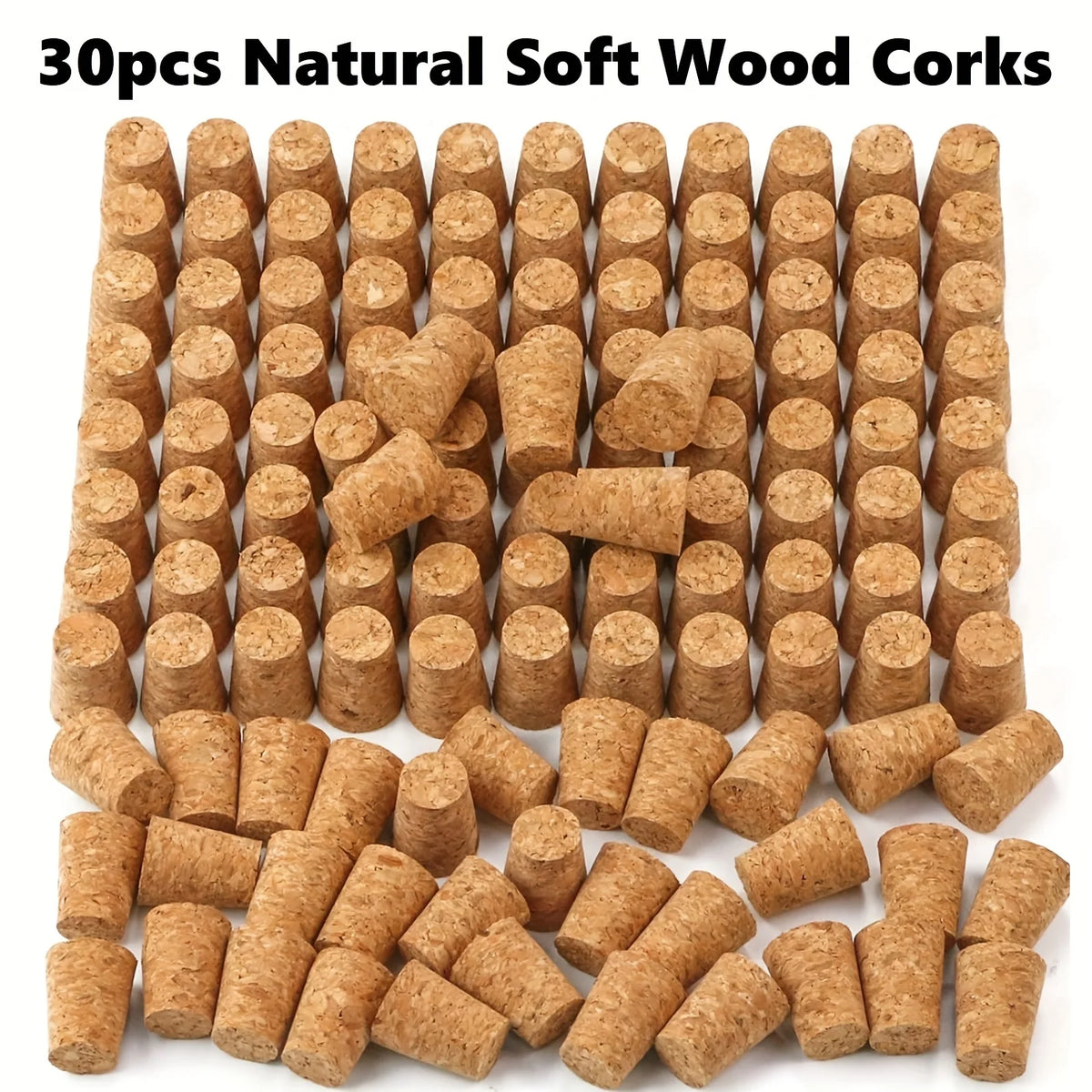 30pcs 22*17*35mm Conical Glass Bottle Stopper Home Brew Wine Jar Plug Beer Bottle Oak Cork Pudding Container Wood Lid Bottl Cap