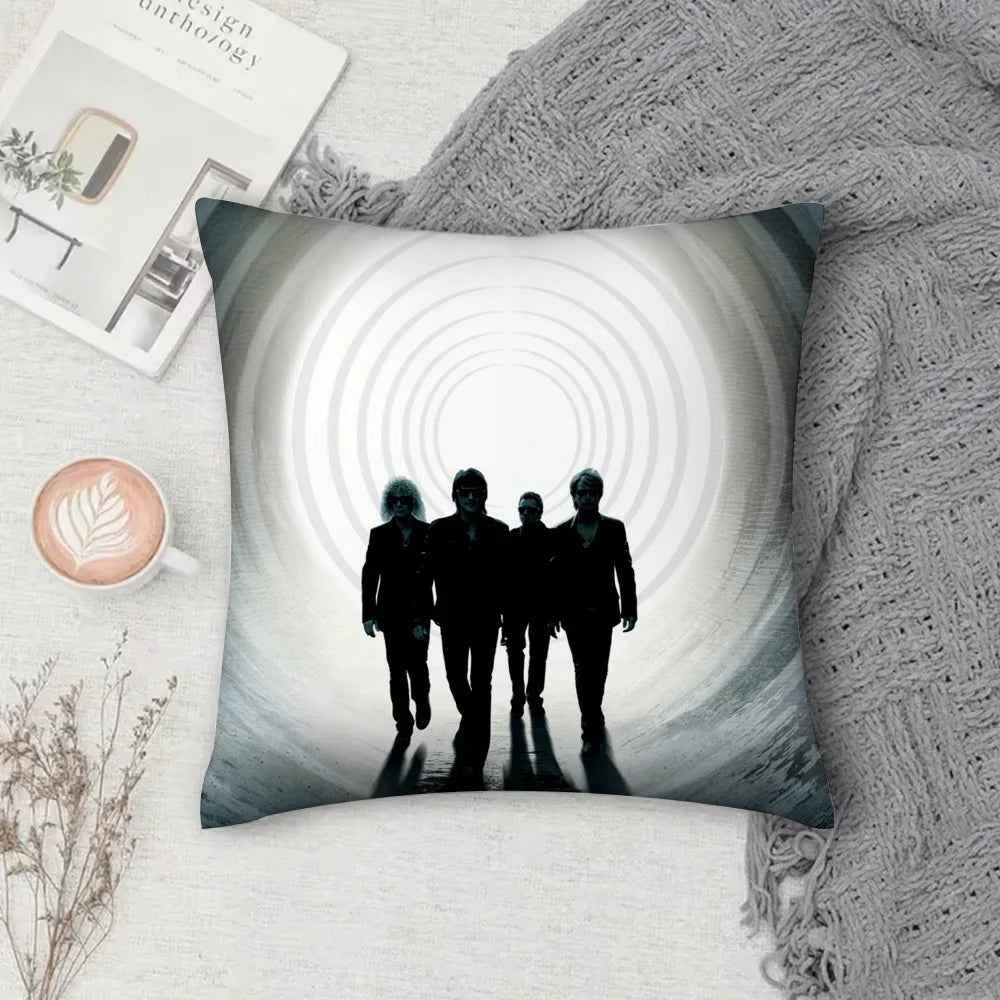 Rock Band B-Bon Jovi Forever Pillow Case Square Double-Sided Printing Short Plush Sofa Cushion Cover Bedroom Bedside Pillow