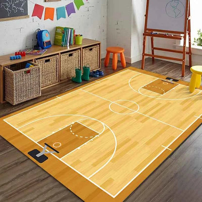 Sports Theme Racing Track Basketball Court Soccer Field Carpet Kids Play Mat Home Decoration Non-Slip Floor Mat Rugs for Bedroom