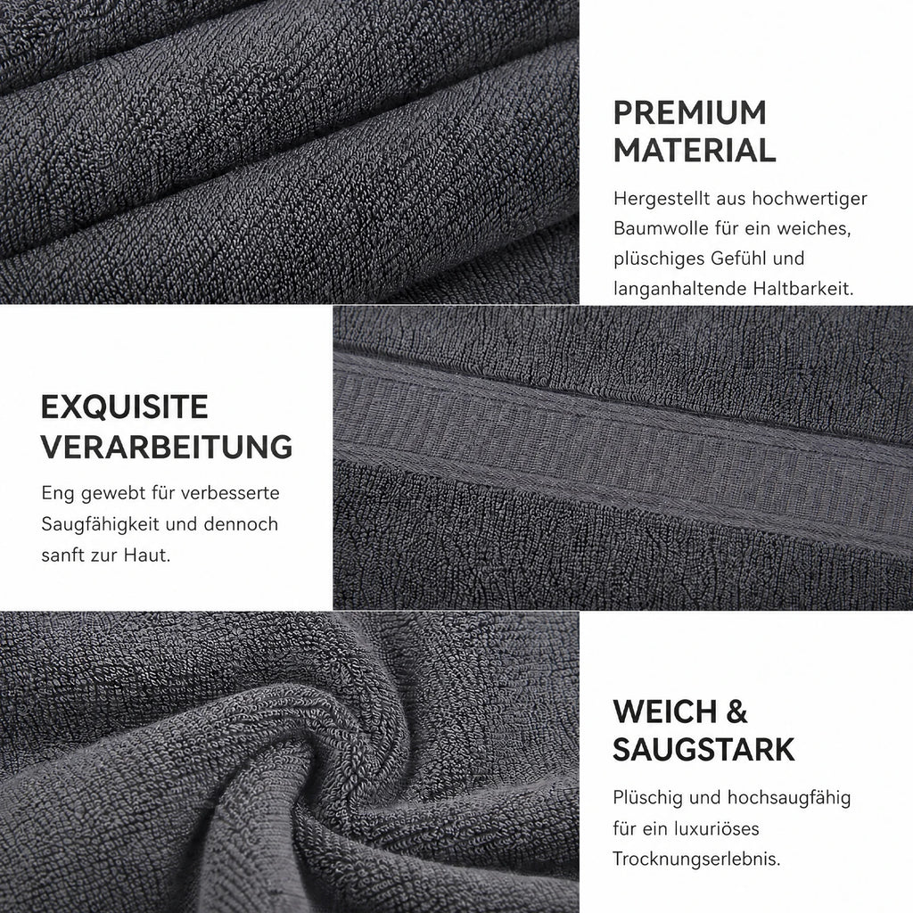 Towels 8 Piece Majestic Plush Luxury Towel Set, Cotton, Grey | Majestic - Bath Towel Set