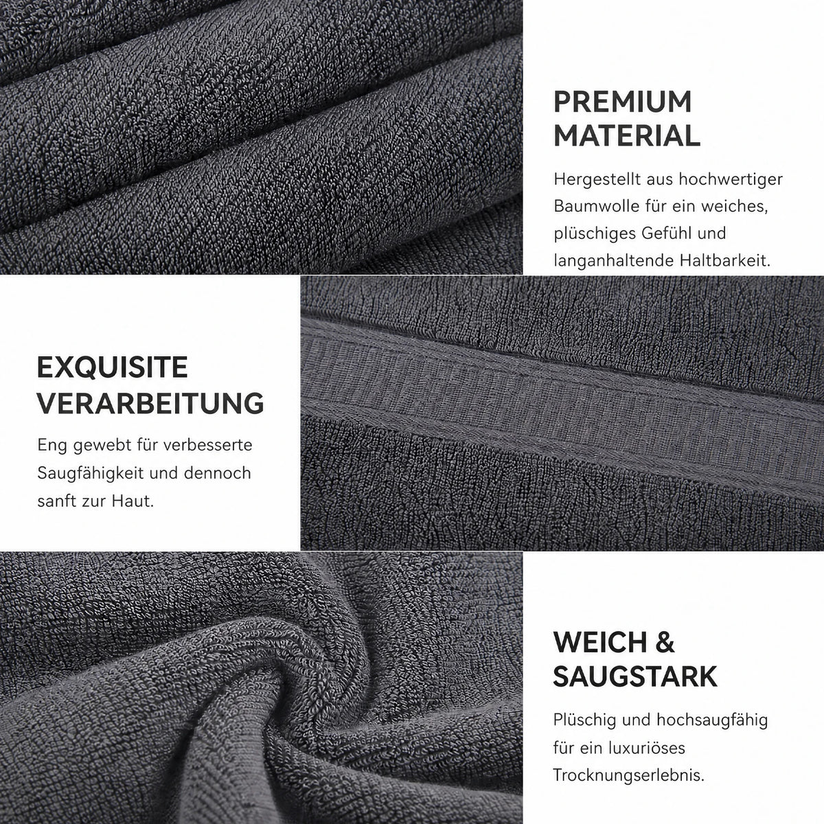 Towels 8 Piece Majestic Plush Luxury Towel Set, Cotton, Grey | Majestic - Bath Towel Set