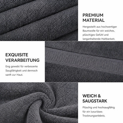 Towels 8 Piece Majestic Plush Luxury Towel Set, Cotton, Grey | Majestic - Bath Towel Set