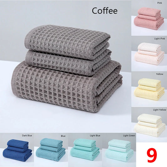 Ensemble de serviettes gaufrées en coton de qualité supérieure | Serviettes de bain et essuie-mains ultra-absorbants à séchage rapide