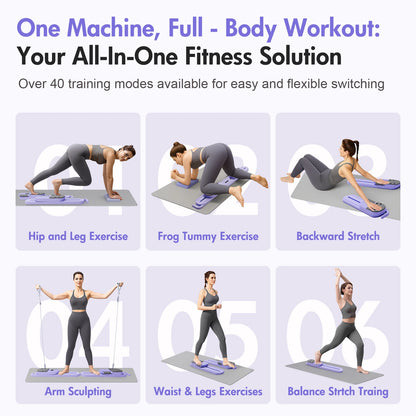 2-in-1 Split Ab Pilates Portable Ski Board Core/Leg Abdominal Strength Trainer Workout Foldable Full-Body Fitness for Home Gym