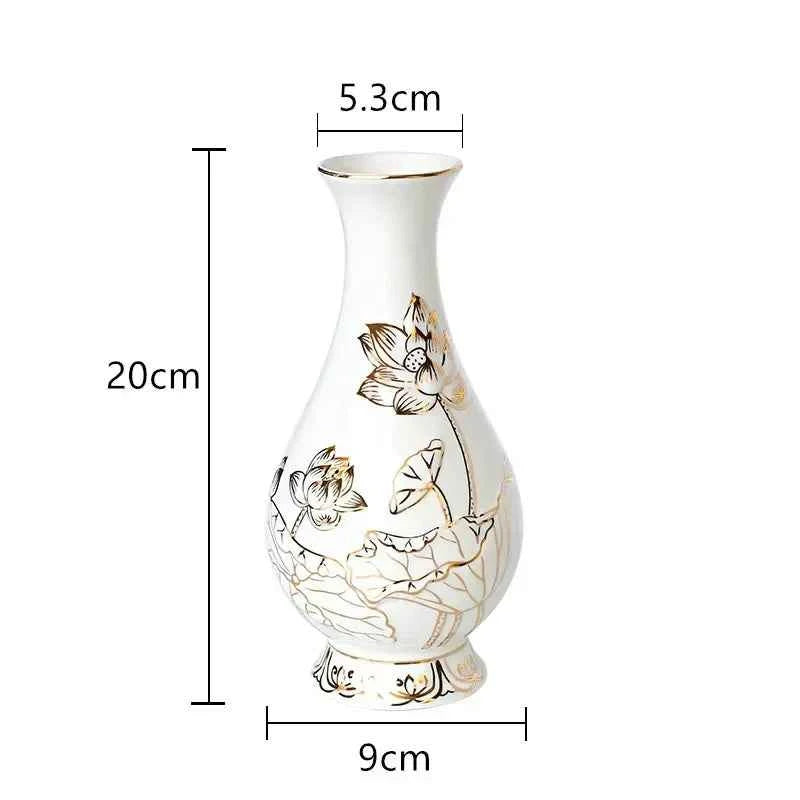 Home Ceramics Lotus Vases Ornaments Buddha Hall Worship Accessories Living Room Flower Arrangement Vase Decoration Crafts