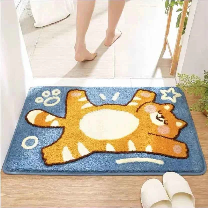 VIKAMA Cute Rabbit Carpet Bathtub Carpet Non-Slip Absorbent Bathroom Mat Dust-Proof Easy To Clean Doormat Rug For Bedroom