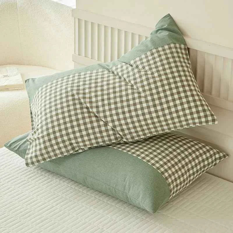 Pillowcase Envelope Style Plaid Couples Plain Ins 48x74cm 100% Pure Cotton Home Textile Household Bedroom Throw Pillow Case