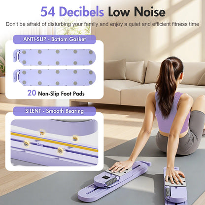 2-in-1 Split Ab Pilates Portable Ski Board Core/Leg Abdominal Strength Trainer Workout Foldable Full-Body Fitness for Home Gym