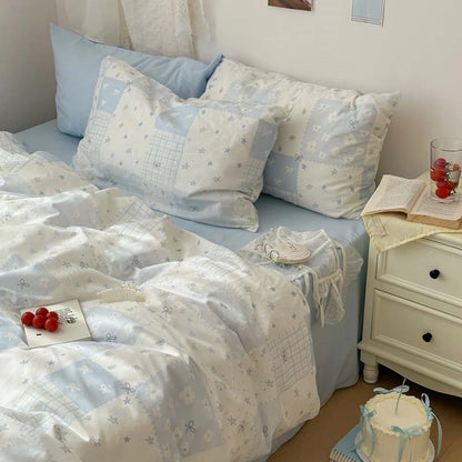 3-Piece Blue Duvet Cover Set with 2 Pillowcases