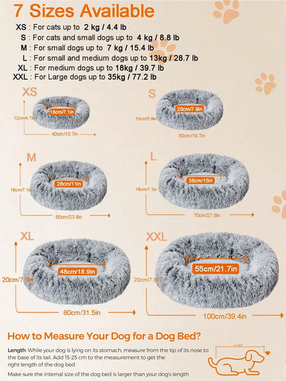 Plush Round Pet Bed, Warm All-Season Comfort