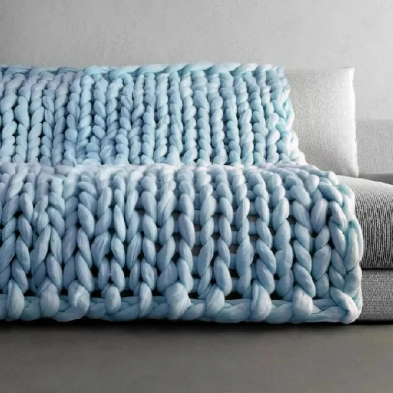 Comfortable Chunky Knit Blanket Fashion Knitted Blanket Winter Warm Sofa Bed Throw Blankets Hand-woven Home Gifts