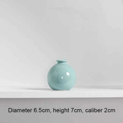 7cm Small Ceramic Base Ins Simple Japanese Home Living Room Porch Decoration Vase White Pink Purple Blue Dry Flower Hydroponics