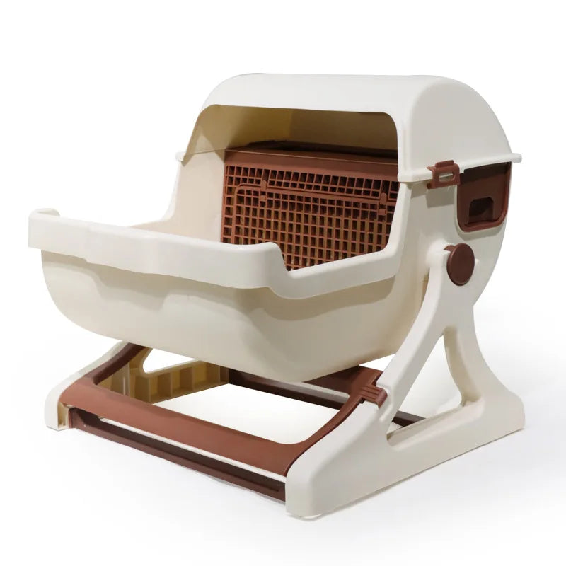 Extra-Large Semi-Automatic Sifting Cat Litter Box with High Walls