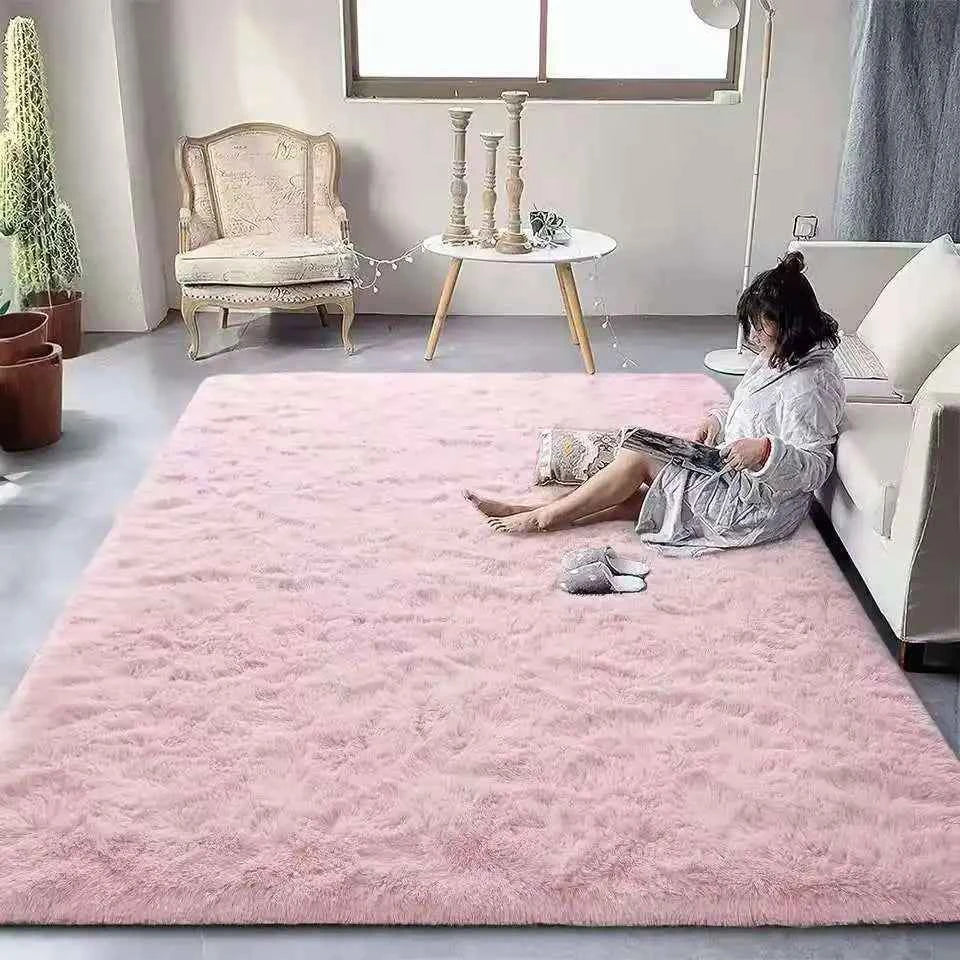 VIKAMA Tie-dyed Fluffy Carpets For Living Room Decor Bedside Rug Warm Plush Floor Mats Children's Room Play Mats Furry Carpet
