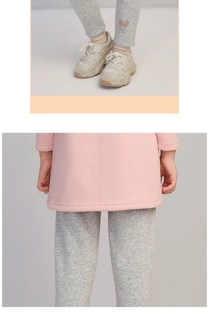 2026 Children Leggings Girls Fleece Lined Thermal Bottoms Baby Casual Trousers Kids Warm Pants Elastic Bunny Tights 3-8 Years