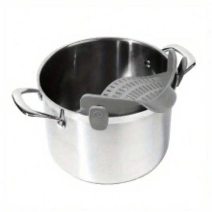 Silicone Clip-On Pasta Strainer and Colander for Pots and Pans, Heat Resistant