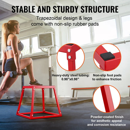 18 Inch Steel Plyometric Jump Box | Anti-Slip Step Up Box for Home Gym Training