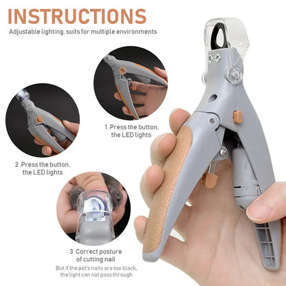 Professional Pet Nail Clippers with LED Light