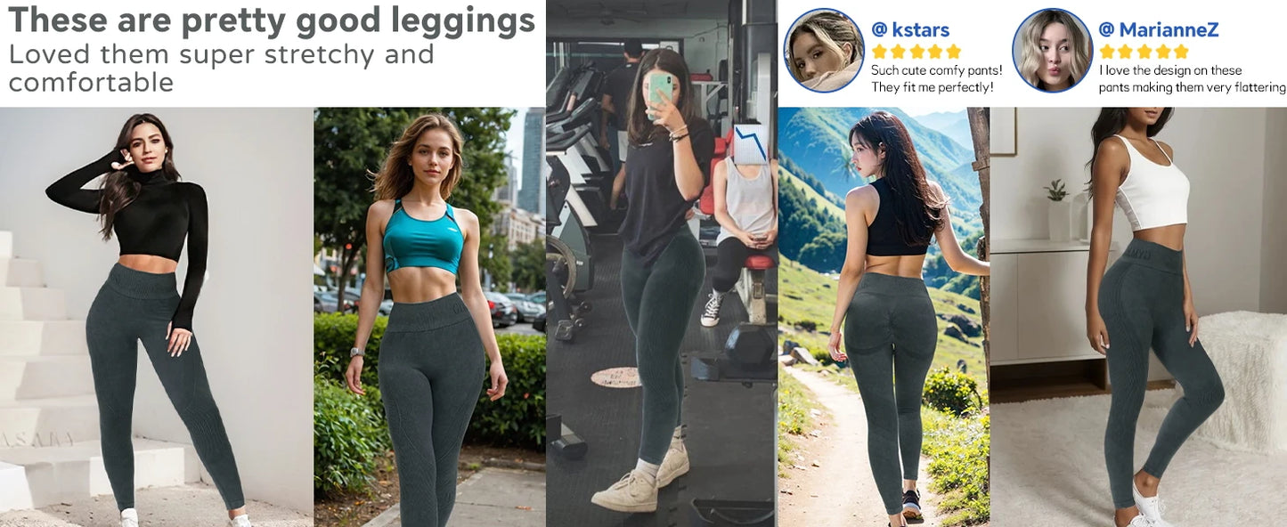 2-Pack Women’s High Waist Butt Lifting Seamless Yoga Leggings