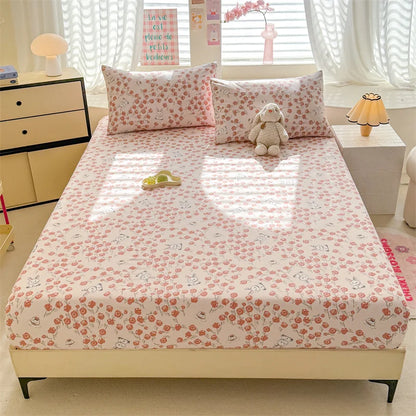 Floral Washed Cotton Fitted Sheet | Single-King