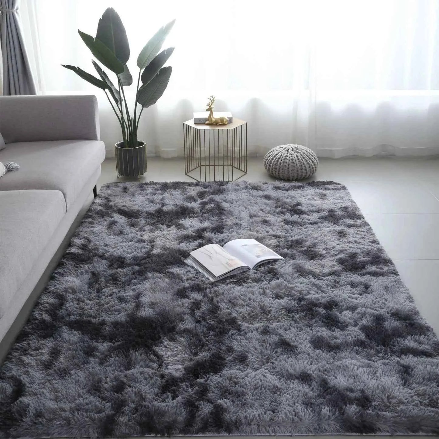 VIKAMA Tie-dyed Fluffy Carpets For Living Room Decor Bedside Rug Warm Plush Floor Mats Children's Room Play Mats Furry Carpet