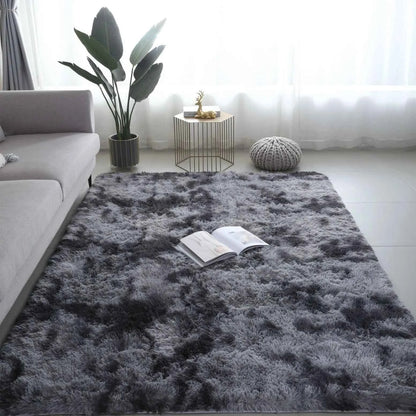VIKAMA Tie-dyed Fluffy Carpets For Living Room Decor Bedside Rug Warm Plush Floor Mats Children's Room Play Mats Furry Carpet