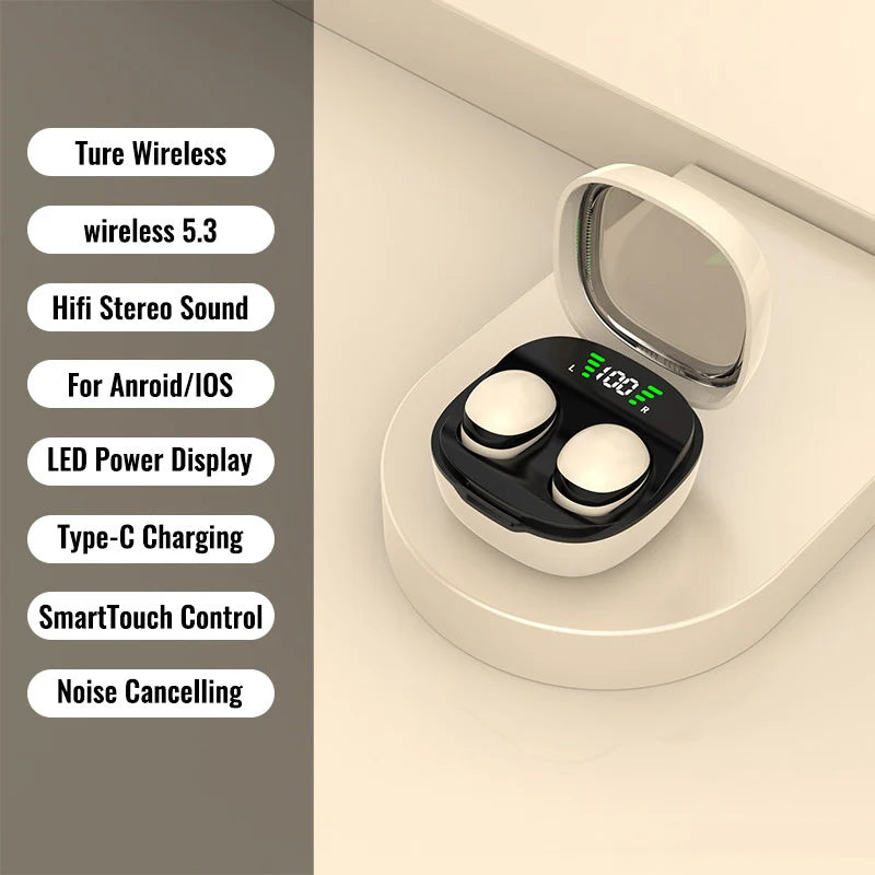 Mini Invisible Earphones – Bluetooth 5.3, HiFi Stereo, IPX5 Waterproof, 240H Standby