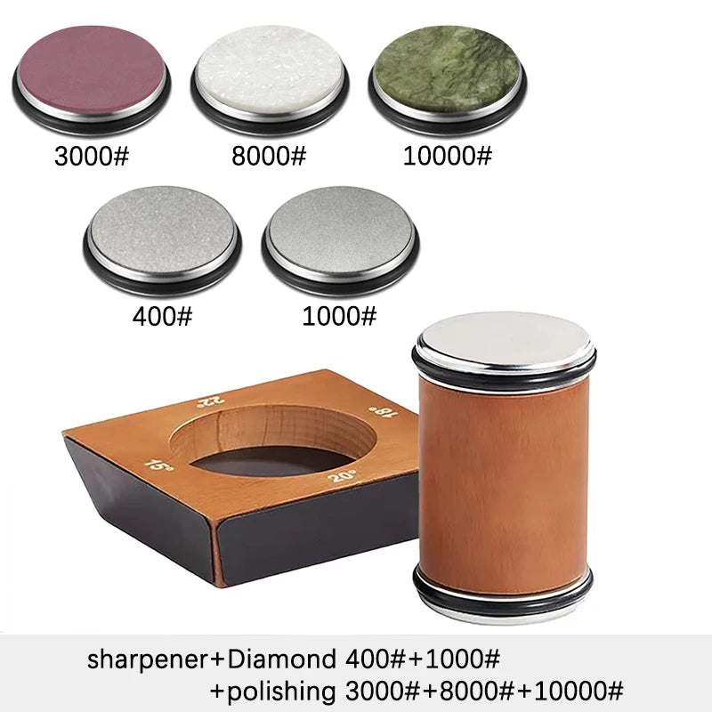 New Wooden【4 Angle】Rolling Knife Sharpener 15/18/20/22° Roller Sharpeners Professional Grinding System Diamond Sharpening Stone