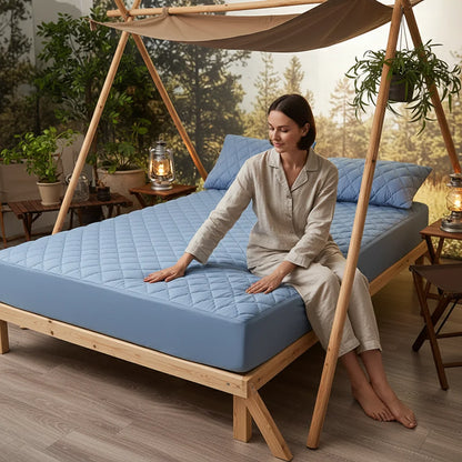 Quilted Wrinkle-Free King Fitted Sheet, Microfiber