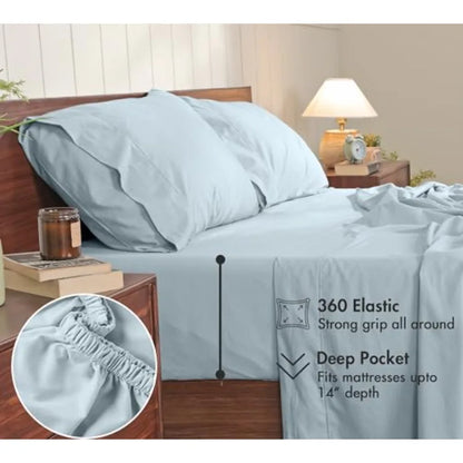 100% Cotton Percale Sheets Crisp Cooling Summer Bed Sheets for Hot Sleepers, Deep Pocket 14", Soft Peach Finish, Breathable and