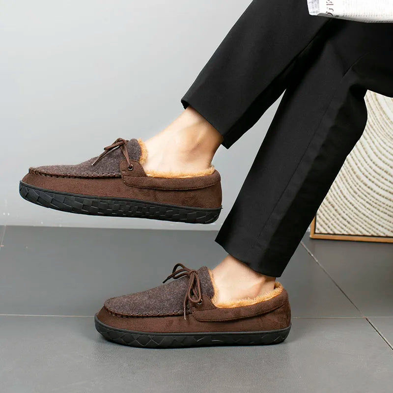 Big Size 49 50 Men Loafers Shoes Warm Home Soft Slippers Leather Business Men Moccasins Shoes Breathable Slip on Driving Shoes