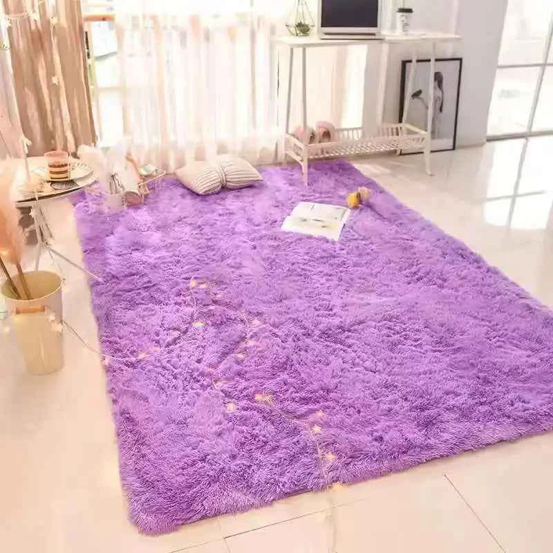 VIKAMA Tie-dyed Fluffy Carpets For Living Room Decor Bedside Rug Warm Plush Floor Mats Children's Room Play Mats Furry Carpet