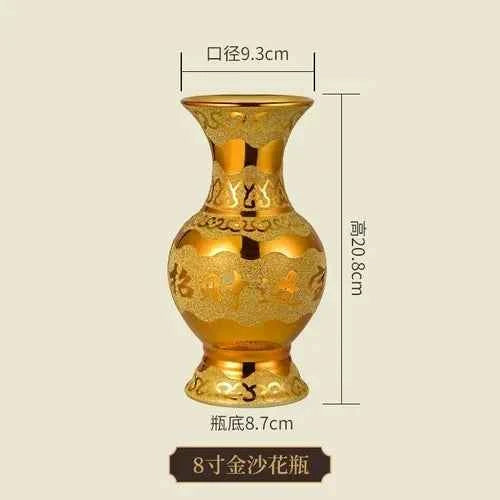 Stainless steel golden vase ceramic vase Buddhist hall and Buddhist utensils Offering Buddha Vase living room home decoration
