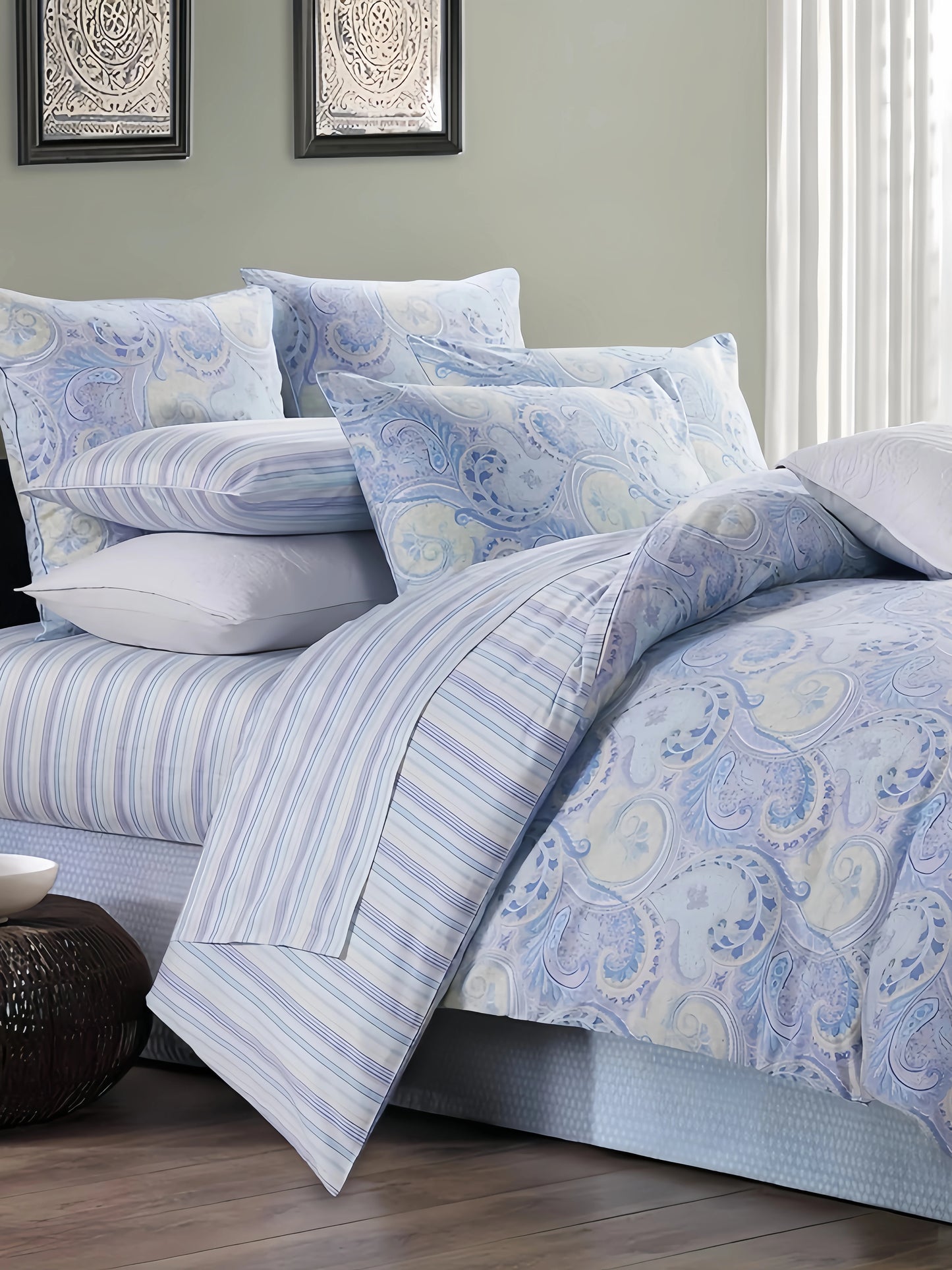 Duvet Cover Pillowcases Set,  600 TC, 100% Egyptian Cotton,  Printed and Solid Colors, US, UK Size,  Customize