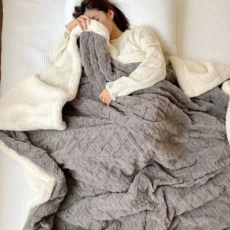 Tafu Flannel Double-layer Blanket Thick Sofa Office Nap Cover Blankets Student Dormitory Bed Sheets Air Conditioning Blankets