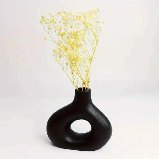 Bohemian style ceramic vase, creative donut vase, flower arrangement container, home decoration vase