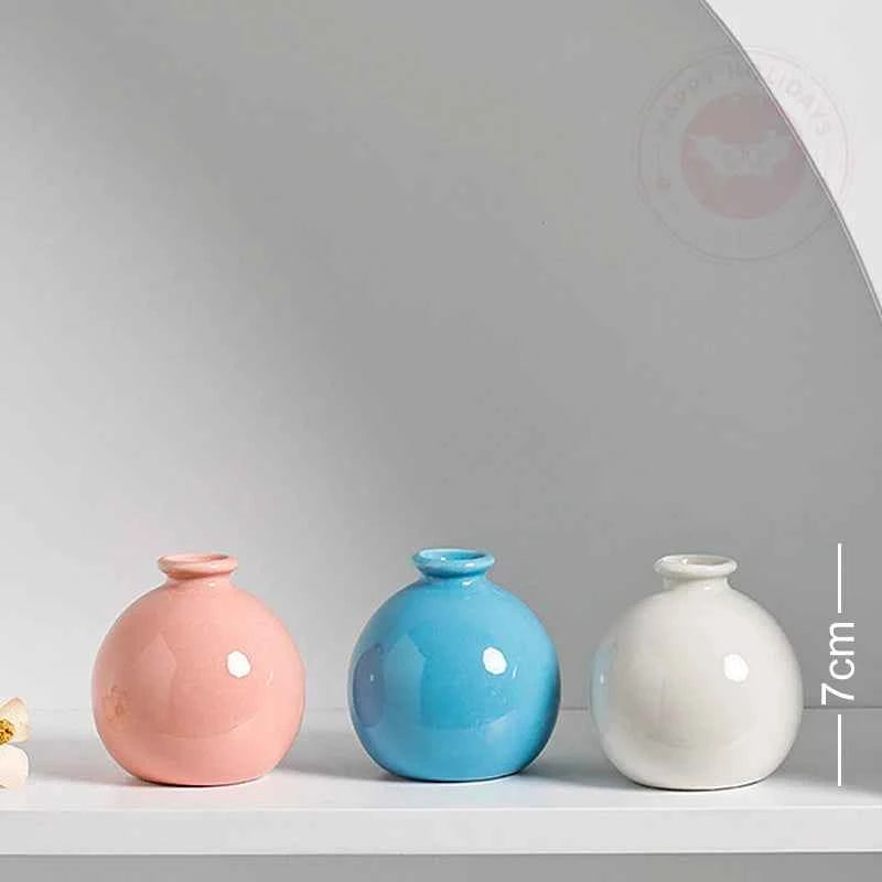 7cm Small Ceramic Base Ins Simple Japanese Home Living Room Porch Decoration Vase White Pink Purple Blue Dry Flower Hydroponics