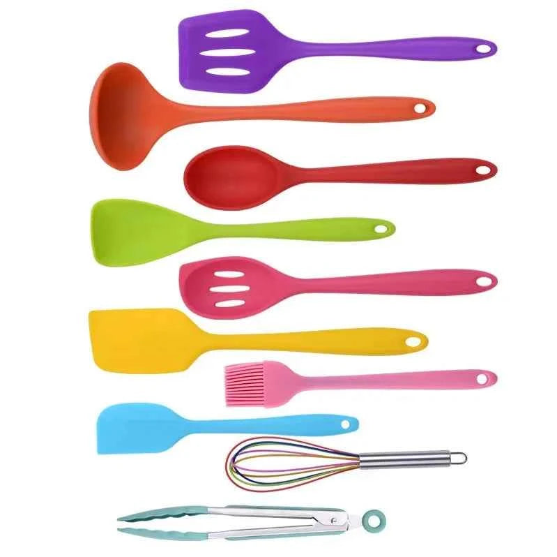 10 PCS Silicone Cookware Set Kitchen Cooking Tools Baking Tools Tableware Silicone Shovel Spoon Scraper Kitchen Accessories
