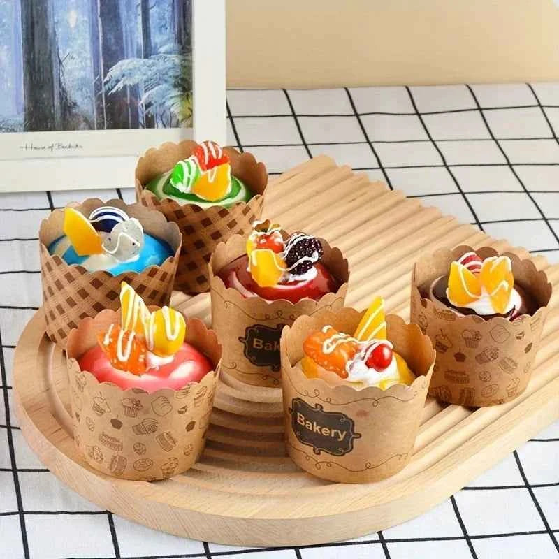 50pcs, Heat-Resistant Kraft Paper Muffin Cups for Baking and Serving - Small Kitchen Accessories for Cakes, Pastries, and More