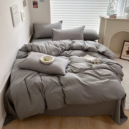 Solid Cotton Bedding Set | Duvet Cover & Sheet