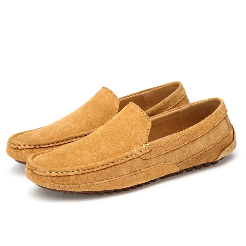 Men's Suede Leather Loafers | Lightweight Luxury Moccasins Handmade Slip-On