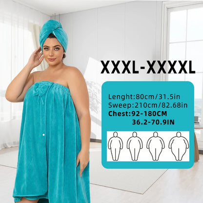 Wearable Bath Towel Set with Shower Cap — Home, Sauna & Spa