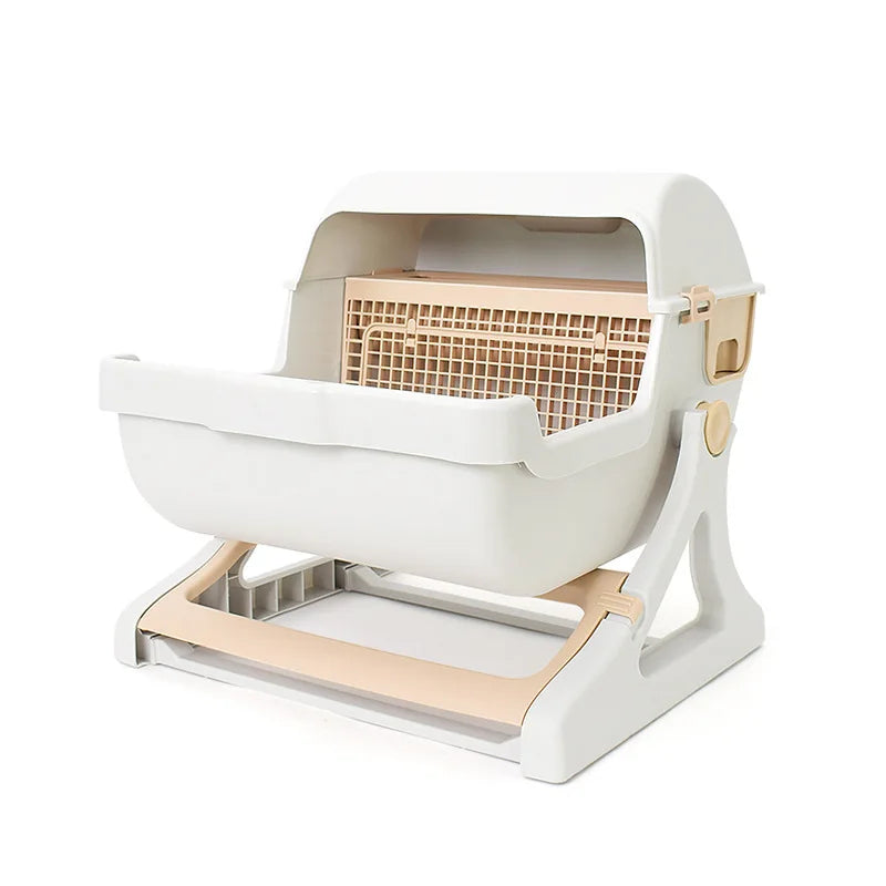 Extra-Large Semi-Automatic Sifting Cat Litter Box with High Walls