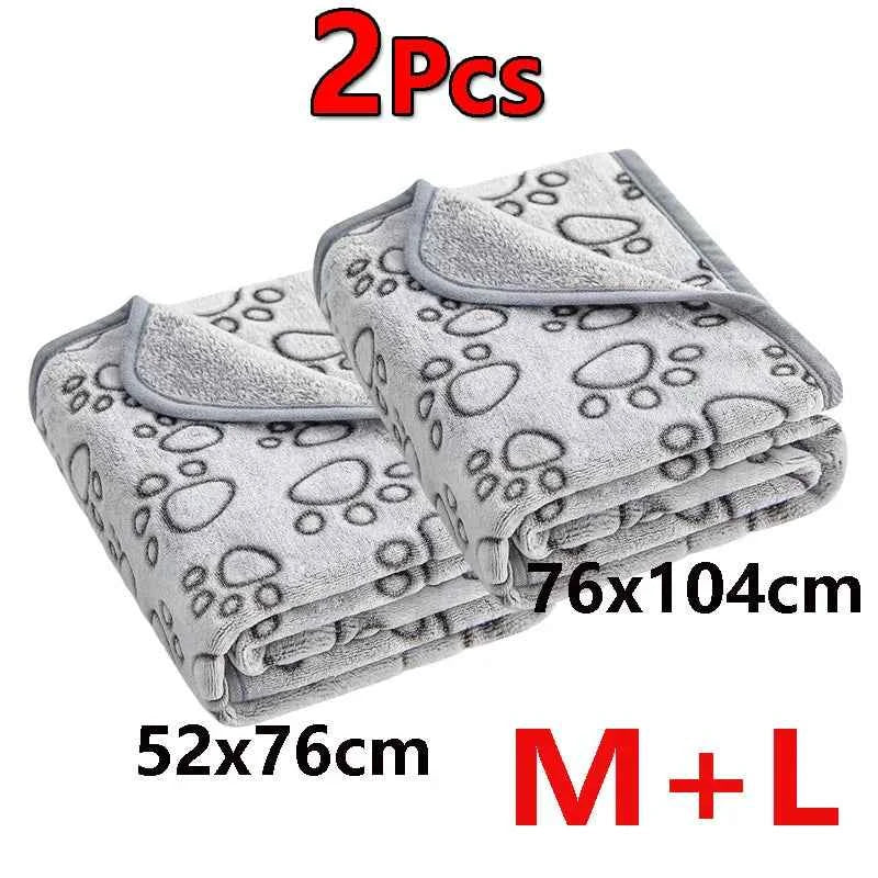 2PCS Soft Fluffy High Quality Pet Blanket Cute Cartoon Pattern Paw Print Dog  Pet Mat Warm and Comfortable Blanket for Cat Dogs