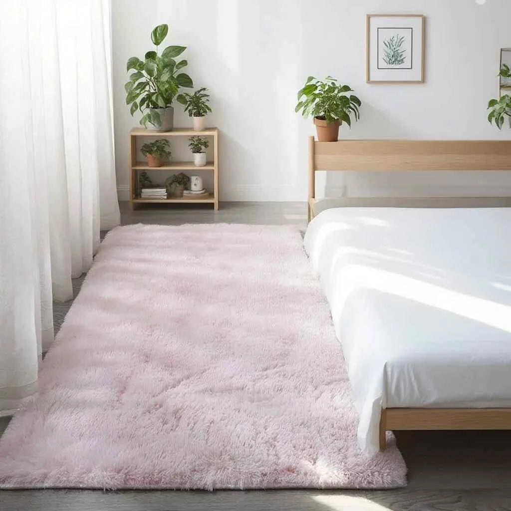 Shaggy Area Gray Rug For Living Room Super Soft Long Pile Bedroom Carpet Non-Slip Children's Home Decor Fluffy Bedside Floor Mat