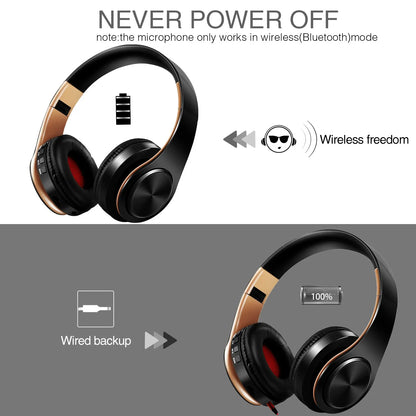 HiFi Stereo Bluetooth Headphones – FM Radio, SD Card, 20H Battery, Mic | Foldable Over-Ear