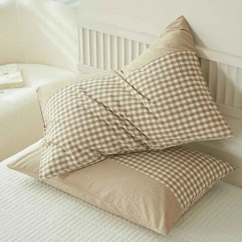 Pillowcase Envelope Style Plaid Couples Plain Ins 48x74cm 100% Pure Cotton Home Textile Household Bedroom Throw Pillow Case