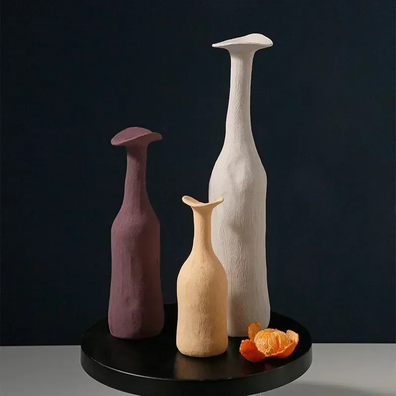 Vase Nordique en Céramique Fait à la Main Motif Texturé pour Vase de Fleurs de Luxe Moderne Décoration Élégante pour Salon Bureau
